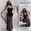 Vestido de Noiva Escuro Lingerie Cosplay Renda Véu Adereços de Cabeça Halloween Gótico Adereços para Fotos qqny