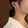 Pendientes de oro de 18 quilates con cadena de clavícula y collar cuadrado geométrico de estilo francés Marka