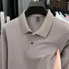 Marca destacada: Camiseta de Manga Larga de Algodón Piqué con Flor de Piña 3D, Top con Cuello Camisero, Camisa Polo de Seda Helada para Hombre de Negocios