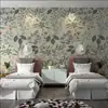 Pastoral Americana hojas de plantas pintadas a mano papel tapiz de pared de fondo para sala de estar Tela de pared dormitorio mesita de noche protección ambiental papel tapiz mural