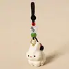 Llavero Colgante Tallado en Madera Hecho a Mano Creativo Lindo Conejo Blanco Colgante para Mochila Escolar Regalo de Cumpleaños de Alta Gama para Mujeres