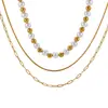 Set de collar retro anti-perla europeo y americano, cadena para clavícula en capas de acero de titanio de lujo ligero, accesorios versátiles personalizados al por mayor