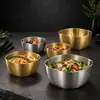 Tazones cuadrados y redondos de acero inoxidable 304, tazones comerciales para arroz estilo restaurante coreano, tazones anti-quemaduras para niños de jardín de infantes, venta al por mayor con logotipo personalizado