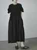 Vestido Largo Kaneko Estilo Japonés Manga Abullonada Cintura Ajustada para Mujer, Vestido Azul Adelgazante Línea A, Vestido Holgado Retro Japonés