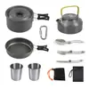 Set de Cocina para Camping al Aire Libre Ds-308 Olla Tetera Vajilla Set de Vasos de Acero Inoxidable Combinación Set Portátil de Utensilios para Picnic