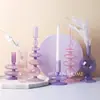 Venta al por mayor, candelabro creativo de vidrio de colores retro, candelabro de lujo para decoración de mesita de noche, vela, accesorios para cenas