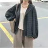 Cardigã de tricô listrado color block retrô para mulheres, caimento solto, efeito emagrecedor, de abotoamento simples, estilo coreano, casual, de manga comprida