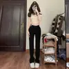 Jeans Negros de Cintura Alta Pierna Recta para Mujer, Otoño e Invierno 2025, Forrados de Polar, Corte Delgado, Petite, Estilo Cigarrillo, Pantalones Estrechos Apilados