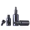 Frasco conta-gotas preto brilhante para óleo essencial atacado frasco conta-gotas preto fosco frasco conta-gotas para óleo essencial cabeça de borracha preta