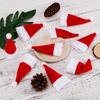Adornos navideños Mini gorro navideño Juego de cuchillo y tenedor navideño Juego de botellas de vino Sombrero Juego de vajilla Sombrero de tela con trinquete Mini gorro navideño