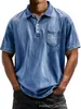 2026 Sitio Independiente de Amazon Transfronterizo Camisa Polo Casual Versátil de Manga Corta con Botones 100% Algodón para Hombre