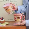 Tazas de Cerámica de Alta Gama para Niñas, Tazas de Agua Cerámicas de Aspecto Elegante para el Hogar, Tazas de Desayuno para la Oficina, Regalos Prácticos para Mujeres
