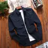Camisa Militar de Manga Larga Ajustada para Hombre Ropa de Trabajo Pantalones con Múltiples Bolsillos de Solapa Camisa Versátil de Manga Larga 100% Algodón con Hombreras Pantalones con Bolsillos Dobles de Solapa Primavera y Otoño