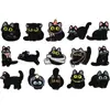 Serie Gato Negro Pegatinas de Tela Bordadas Gatito Vendaje Lindo Etiqueta Bordada por Computadora Decoración para Ropa Bolsas Transferencia de Calor