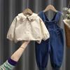 Otoño e invierno 2024 tirantes para bebé versión coreana tirantes para niños y niñas pantalones deportivos versátiles para niñas otoño generación de cabello