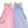Presilha de Cabelo Infantil para Meninas, Laço de Coroa, Presilha com Borda de Véu, Acessório de Cabelo de Princesa Bordado Estilo Coreano