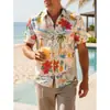 Camisa hawaiana casual de manga corta para hombre, retro, floral, con estampado digital 3D, superventas de verano transfronterizo