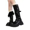 Botas femininas longas, cor marrom, tamanho pequeno, com sola grossa, coleção outono 2026, efeito emagrecedor, botas de montaria de cano alto, botas até o joelho
