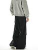 Pantalones negros de estilo machete a rayas con costuras Sense Break de American Niche Design, pantalones casuales holgados y combinables para hombre y mujer.