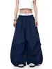 Pantalones Paracaidistas Retro Americanos de Nicho Rojo para Hombres y Mujeres, Estilo Perezoso Holgado con Cordón de Verano, Pantalones de Pierna Ancha Largos hasta el Suelo
