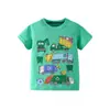 Roupa Infantil Transfronteiriça 26ª Camiseta Infantil de Manga Curta Primavera/Verão com Estampa de Carro de Desenho Animado, Gola Redonda, Top Masculino Estilo Europeu e Americano