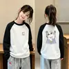 Camiseta base para niña con forro de forro polar cepillado, colección otoño/invierno 2026, camiseta interior de manga larga tipo patchwork, camiseta cálida para niñas mayores