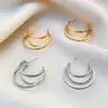 Nuevos Pendientes Pequeños de Exportación Transfronteriza Europea y Americana, Pendientes Metálicos Geométricos Simples con Diamante para Mujer, Estilo Francés Retro