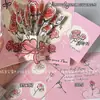 Cartão de Cumprimentos Rosa Tridimensional, Alto Valor Estético, Cartão de Bênçãos Dobrável 3D Retrô com Envelope, Presente para Melhores Amigos e Casais