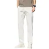 Calça masculina branca slim fit, nova calça casual respirável de outono para homens, nova calça versátil de perna reta 2026