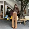 Otoño Invierno Estilo Perezoso Suave Pegajoso Caída Pantalones Casuales Mujer Holgados Tallas Grandes Adelgazantes Largo hasta el Suelo Pantalones de Chándal Versátiles Pierna Ancha Pantalones Largos