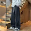Pantalones deportivos de nuevo estilo para otoño, pantalones casual rectos, pantalones deportivos negros de pierna ancha de estilo americano de moda, pantalones para hombre versátiles y de corte holgado
