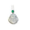 Colgante de calcedonia de Buda de alta especie de hielo al por mayor, calcedonia blanca con incrustaciones de plata, colgante de Maitreya Buda de calcedonia, collar de jade de ágata