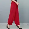 Calças Lanternas de Algodão Largas de Tamanho Grande para Primavera para Mulheres de Meia-Idade e Idosas, Calças de Dança Casuais Estilo Étnico para Uso ao Ar Livre