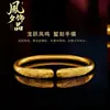 Pulseira de Ouro Tradicional para Mulheres, Pulseira de Casamento Dragão e Fênix em Ouro Sólido, Pulseira de Ouro de Herança, Joias de Casamento Dragão e Fênix em Ouro de Imitação