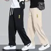 Calça Longa Casual Esportiva Masculina de Seda Gelada Secagem Rápida 2026 Nova de Verão, Fina Tendência Marca Reta Solta