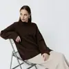 Transfronterizo Nuevo talla grande Color sólido Cuello redondo Estilo holgado Perezoso Suéter de punto Mujer Otoño e Invierno Nuevo Suéter básico