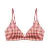 Lingerie feminina estilo francês, design fino para uma aparência de busto menor, suporte push-up, sem costura, sem aro, decote V profundo confortável, sutiã de alça fina
