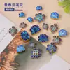 Cobre puro dorado cloisonné azul quemado flor de loto exquisitas cuentas de joyería de cloisonné dorado accesorios de loto hechos a mano para bricolaje