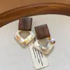 Pendientes de borla con carcasa de madera marrón transfronterizos europeos y americanos, pendientes de estilo vintage Maillard, pendientes de mujer de lujo ligero de alta gama