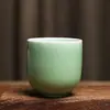 Taza de Cerámica Celadón de la Horno de Longquan Taza Pequeña de Té Juego de Té Kung Fu del Maestro Taza de Degustación de Seis Colores con Grietas de Hielo Caja de Regalo