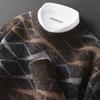 Outono e inverno novo 100% lã pura suéter masculino gola redonda colorblock jacquard suéter solto engrossado casual base de malha