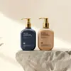 Ventas Directas de Fábrica Botella con Bomba de Presión de 200 ml Botella para Limpiador Facial Material de Felpa HDPE Cuerpo Plano Botella para Crema Botella para Loción
