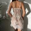 Ruoruo lencería sexy nuevo encaje transparente falda irregular profundo V tentación tirante camisón traje F4001