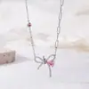 Collar de Mariposa con Diseño Original Transfronterizo de Henna Joyería de Cuello de Circonita Asimétrica de Lujo Ligero de Gama Alta Europea y Americana Fabricante en Stock