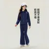 Novo Conjunto de Moletom com Capuz e Zíper para Meninas Roupas Esportivas Outono Slim-fit Duas Peças Roupas para Crianças Meninas Médias e Grandes