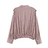 ZA comercio exterior transfronterizo europeo y americano ropa de mujer, AliExpress superventas moda casual estilo aviador a rayas camisa