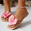 Chanclas de mujer de talla grande transfronterizas europeas y americanas, sandalias de tanga de playa estilo nicho para la noche, sandalias planas de punta abierta