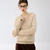 Cardigã de cashmere com capuz em tricô de cable para mulheres, novo suéter de tricô liso para outono e inverno, casaco quente solto e versátil