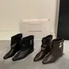 Pantalones de bota que aumentan la altura para mujer 2026 de moda, nuevos botines de otoño, puntera cuadrada, hebilla, cuero, suela blanda, versátiles, adelgazantes, botas vaqueras