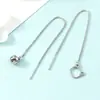 Novos Brincos Assimétricos para Orelha Feminina, Brincos Pendentes de Gato com Sino, Brincos de Pino Simples e Elegantes Estilo Coreano, Design Longo Moderno e Fofo